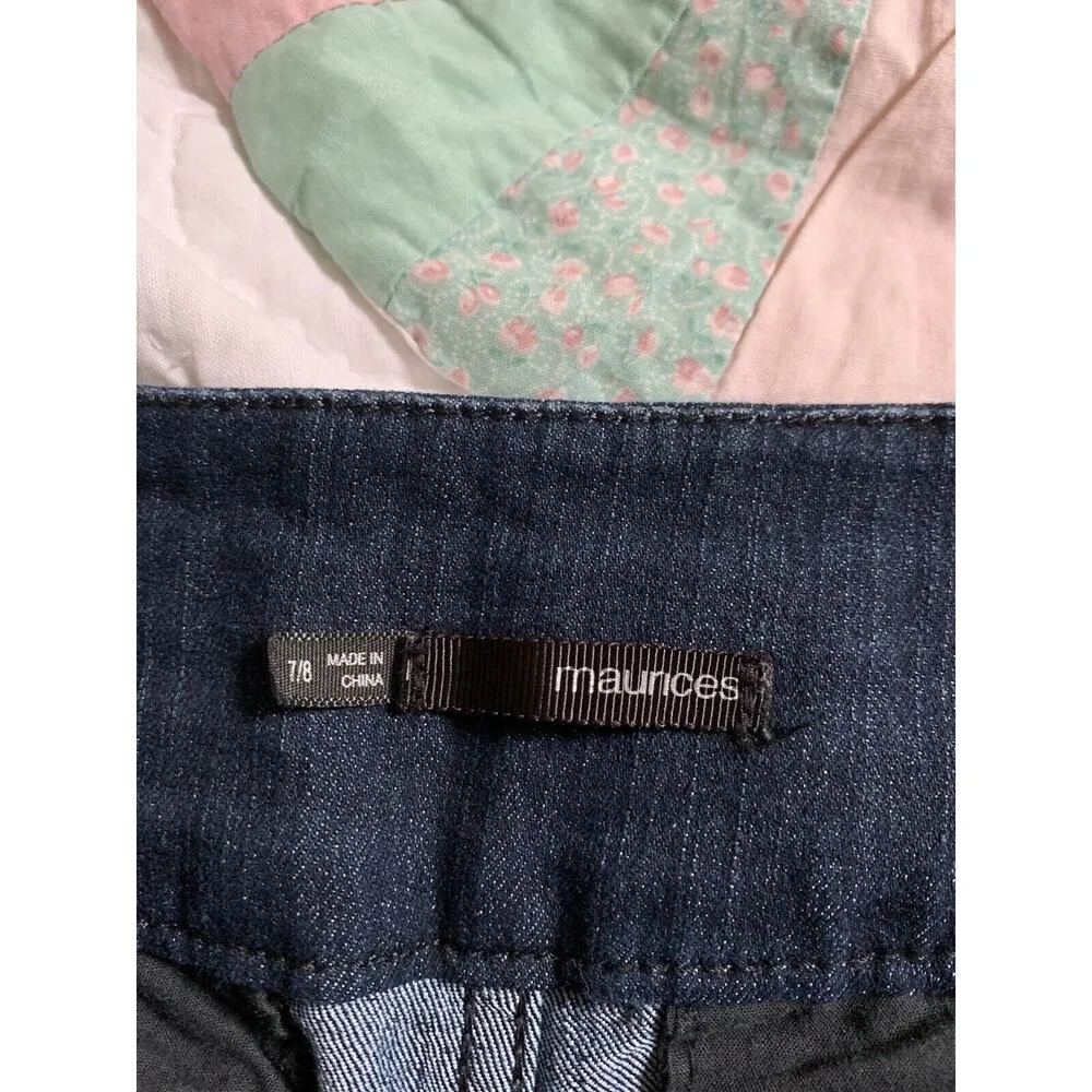 Maurices Bermuda Shorts Womens Size 7/8 Mid Rise Dark Wash Blue Denim Jean - Image 5