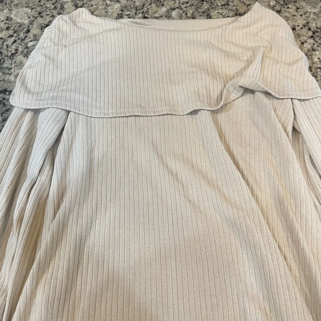 ANDREE BY UNIT Cream Ribbed Knit Top - Image 3