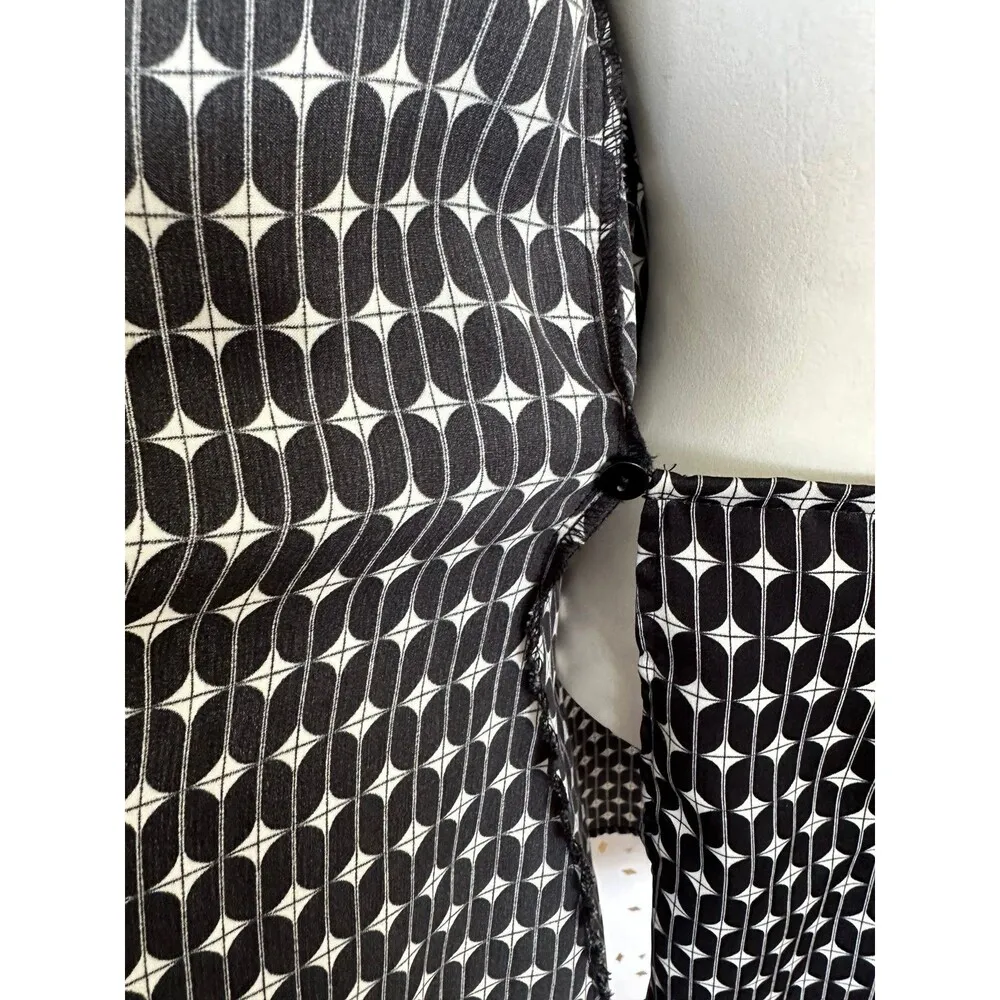 Zara Blogger Black Tape Geometric Ruched Satin Wrap Side Tie Blazer Dress XS - Image 4