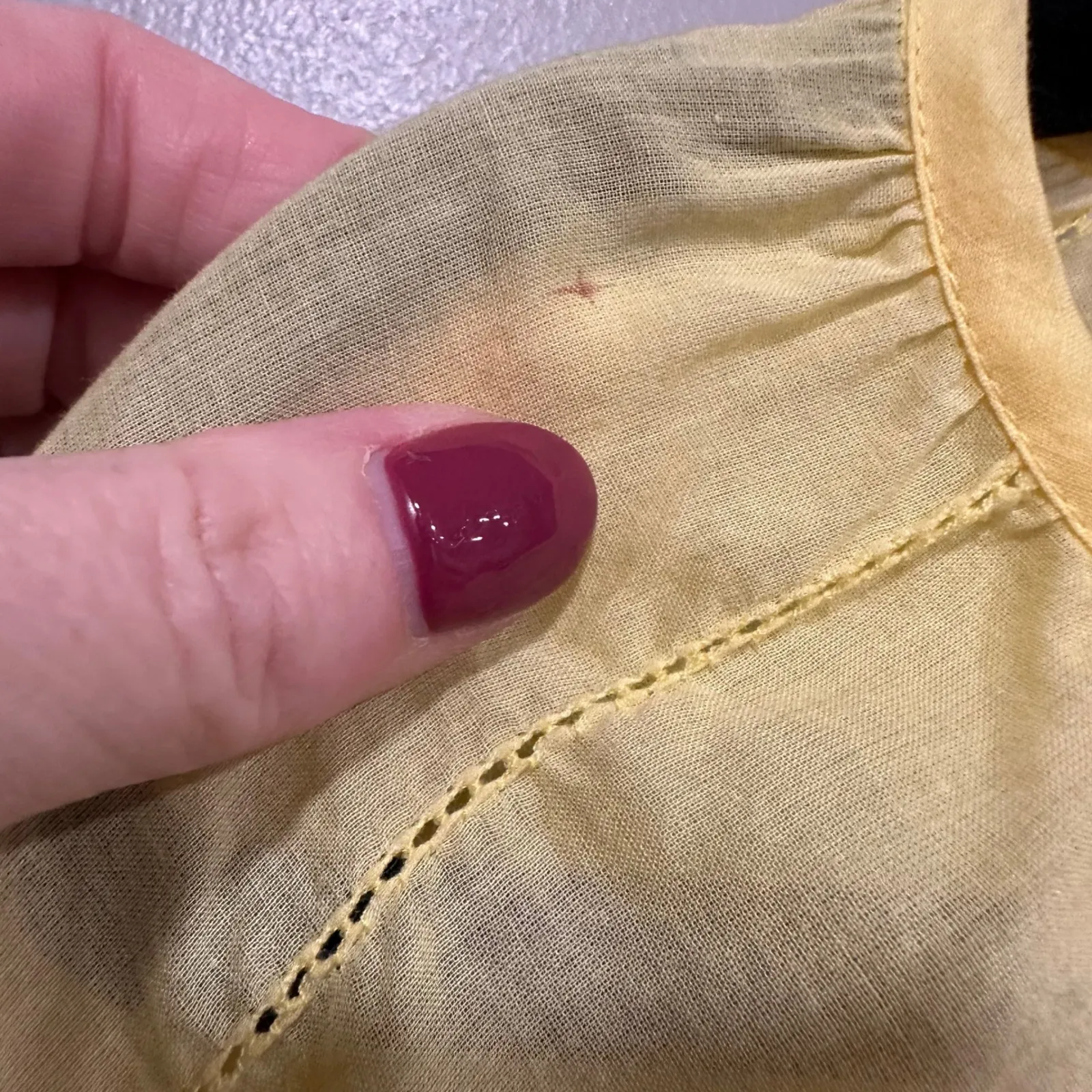 Chico's Eyelet Embroidered Tunic Blouse Top‎ Canary Yellow Size 3 large - Image 9