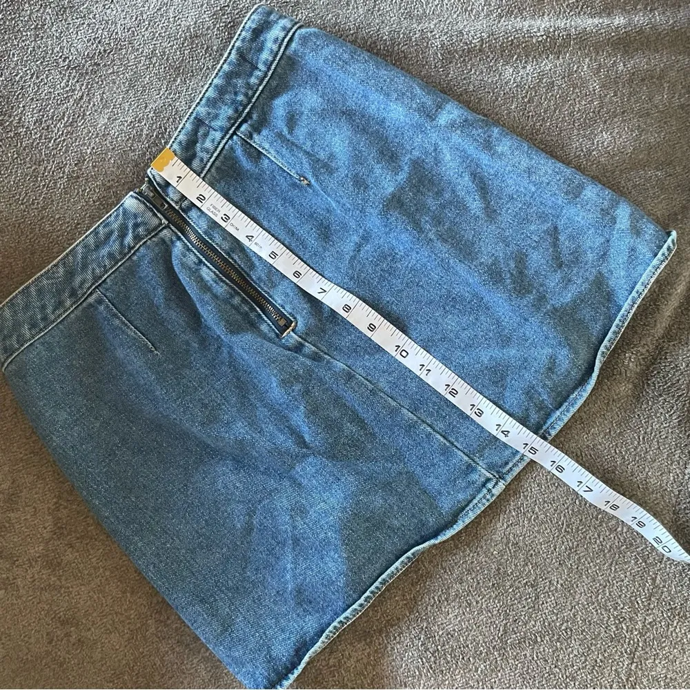 Retro Vintage Style Scalloped Tulip Denim High Waisted Mini Skirt 27 - Image 4