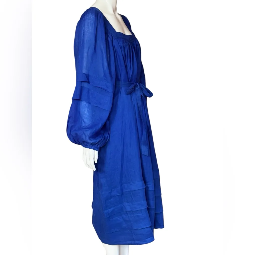 Banana Republic Royal Blue Midi Ramie Long Sleeve Dress Size XL - Image 5