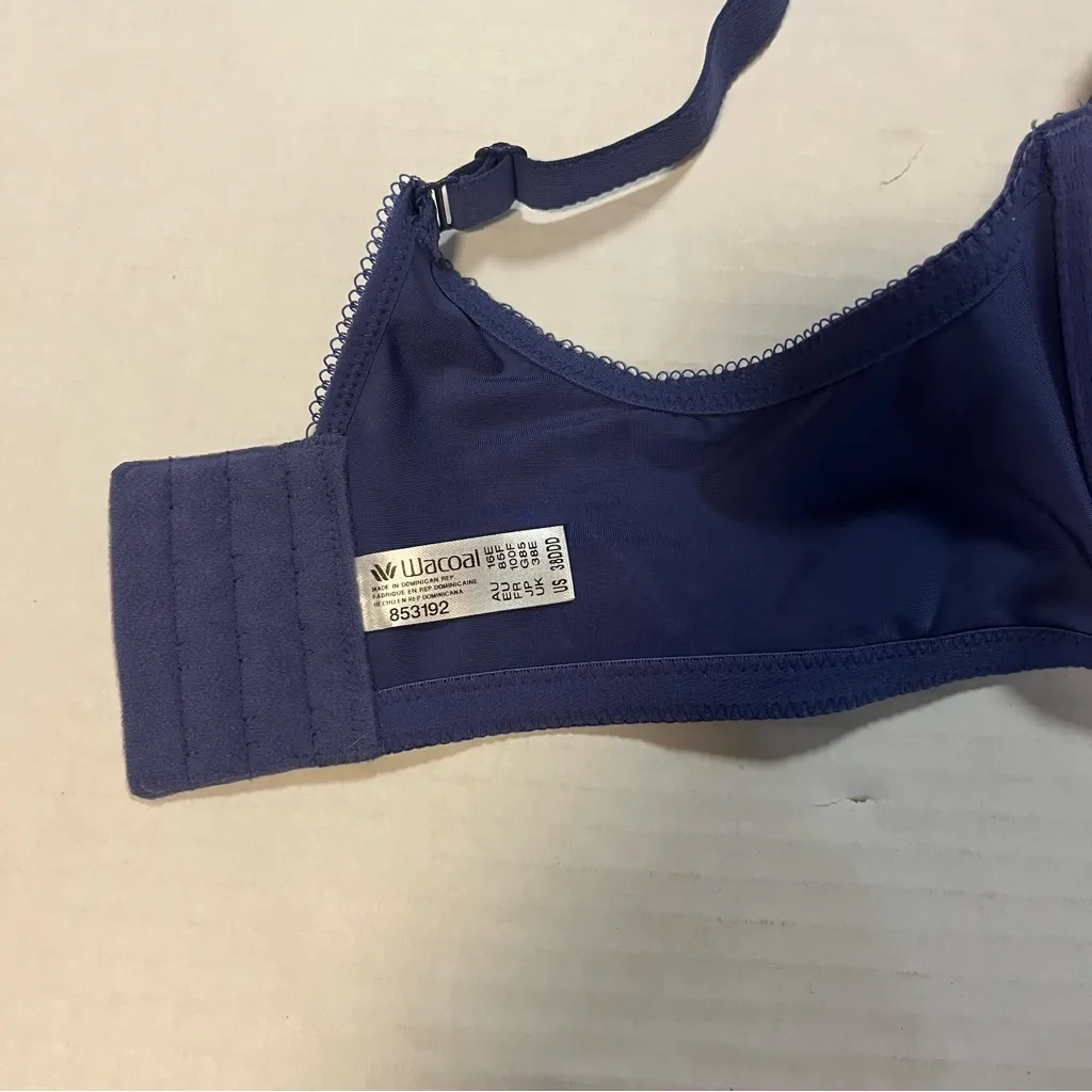 Wacoal Basic Beauty Spacer Underwire T-Shirt Bra in Navy Blue Sz 38DDD (38F) GUC - Image 10
