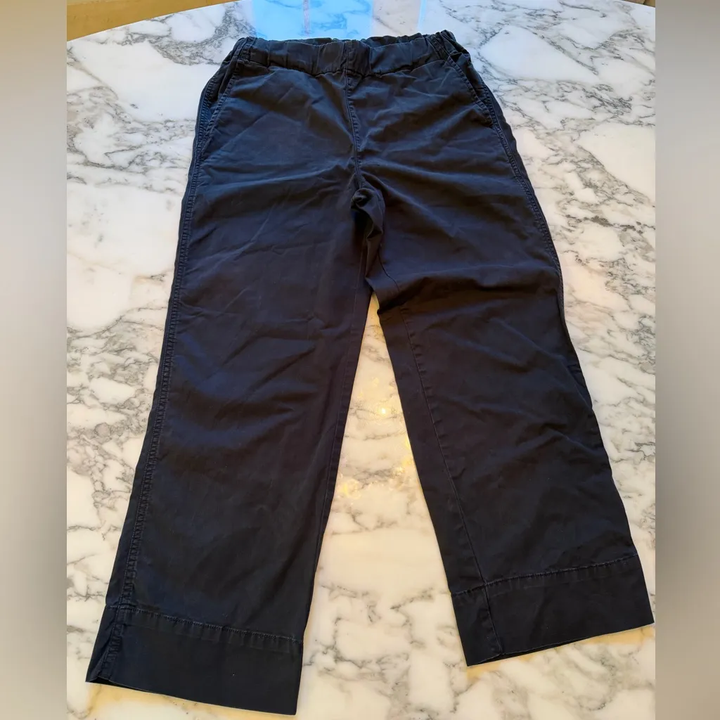 NWOT Quince Women Organic Cotton Straight Wide Leg Pants - Black Sz 6 - Image 2