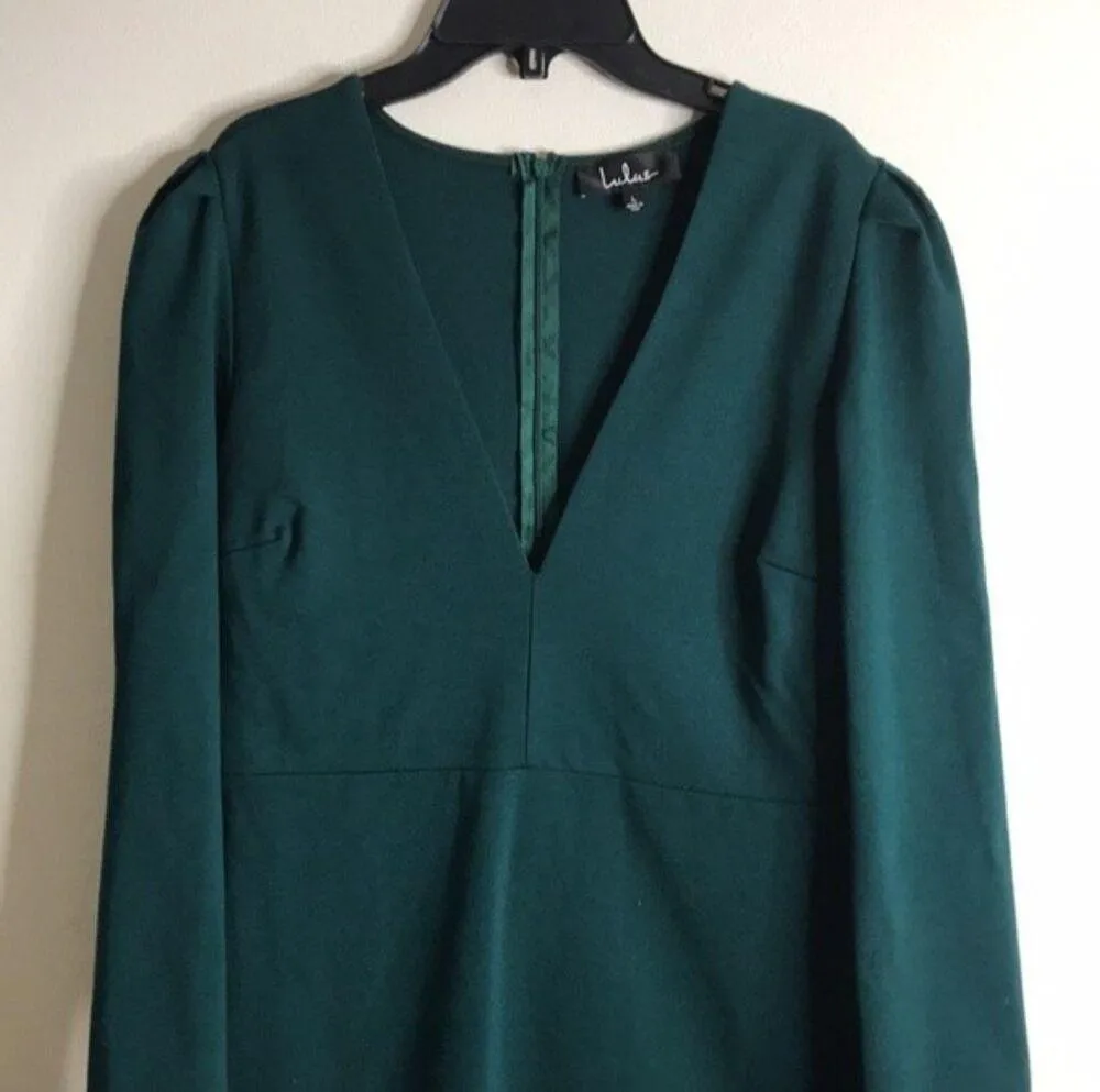 Lulus dark emerald green body-con long sleeve dress size large ladies NWT - Image 3