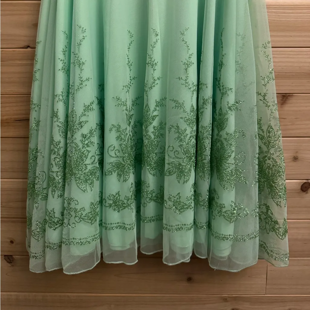 Y2K Ruby Rox Size Small Tinkerbell Green Strapless Mesh Ruched Strapless Dress - Image 7