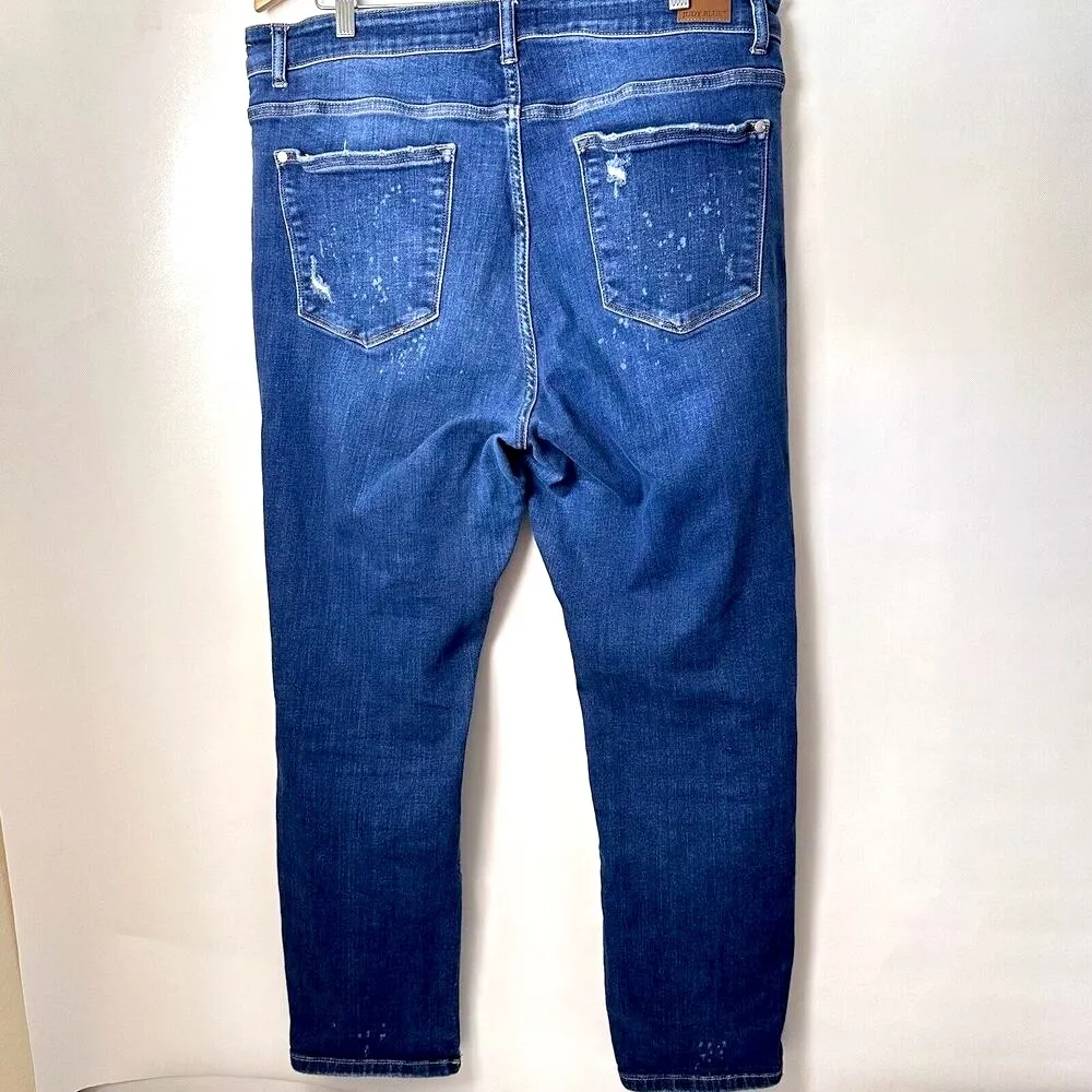 Judy Blue Jeans Womens 18W Distressed Bleach Splatter Boyfriend Fit Denim - Image 2