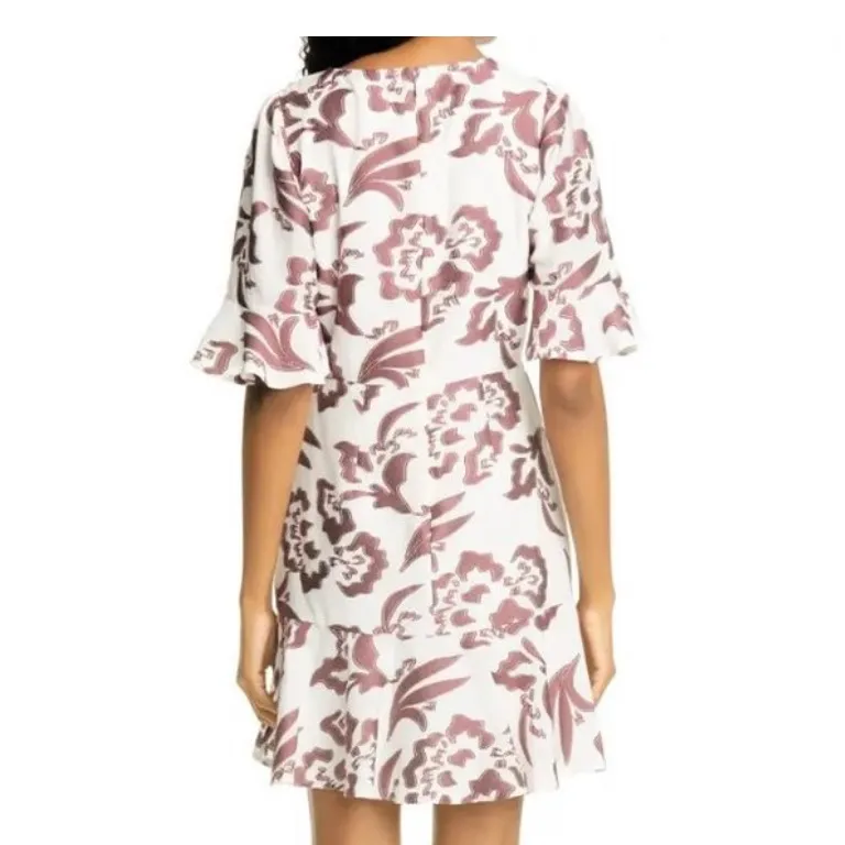 REBECCA TAYLOR SZ 12 Amea Floral Ruffle Dress NWT silk blend. Comfy & Beautiful - Image 2
