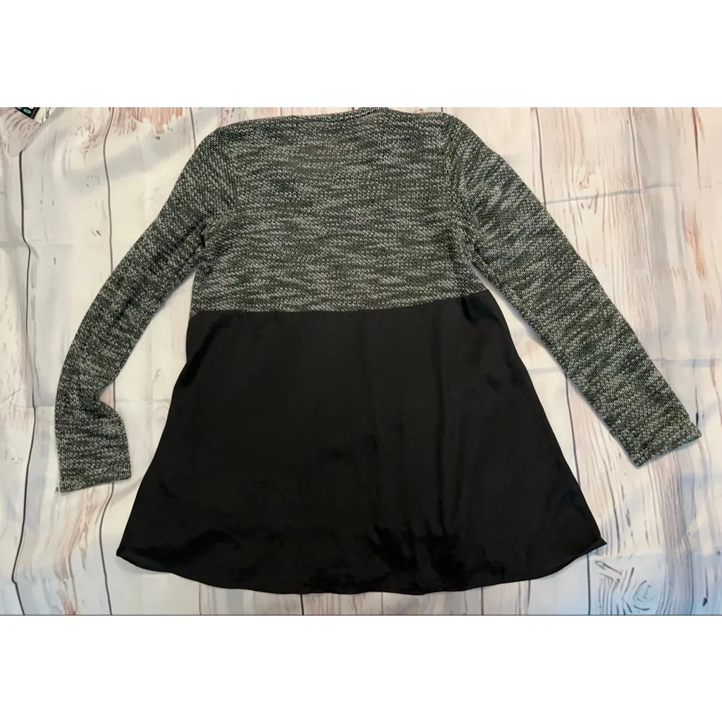 Women's Lucky Brand Black & White Marled Crew Neck Sweater M - Image 2