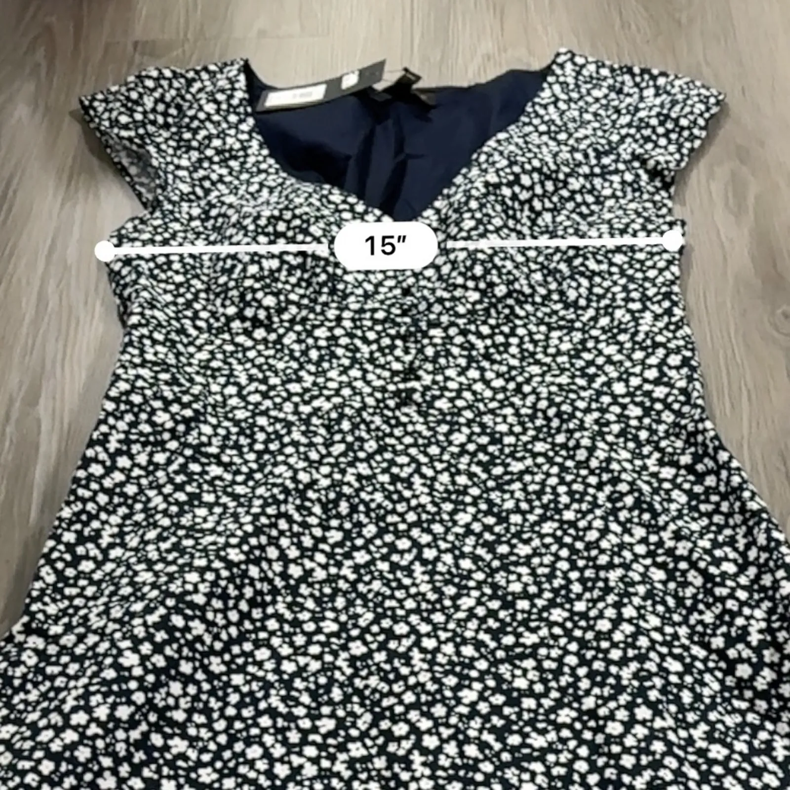 Banana Republic Navy Blue & White Ditsy Floral Print Short Sleeve Dress Size 6‎ - Image 9