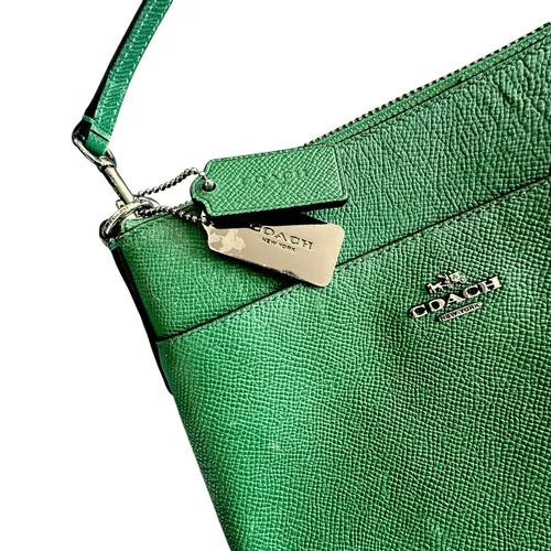 Coach  Crossbody Bag Green Pebble Leather Front Pocket Adjustable Strap - Image 3