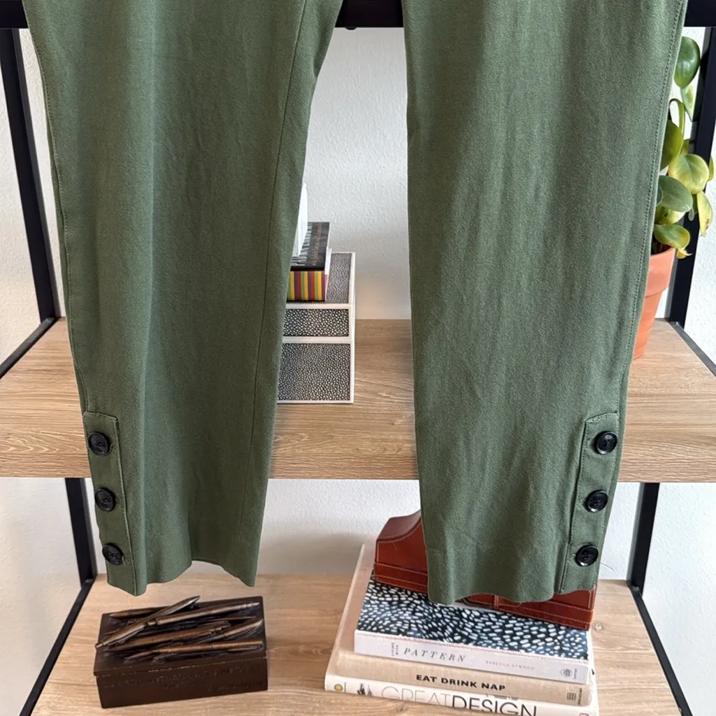 Banana Republic Mid-Rise Sloan Crop Green Woven Career Dress Pant Trouser, 12 - Image 3