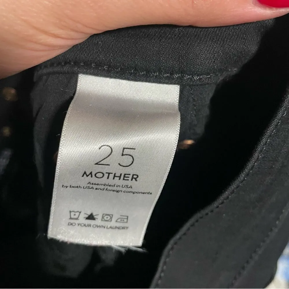 Mother Insider Crop Step Fray Jeans in Guilty Racer Womens Black Size 25 - Image 9