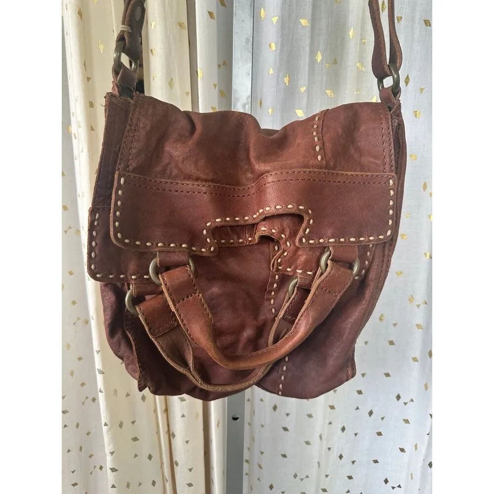 Lucky Brand Abbey Road Fold Over Italian Lamb Leather Crossbody Messenger Bag - Image 2