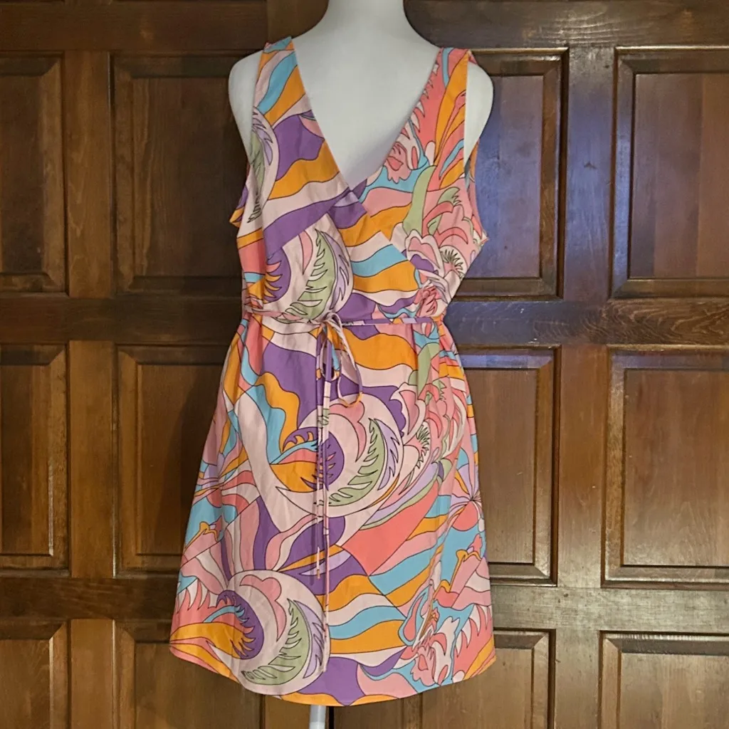 Princess Polly Nellie Mini Dress Pink Multi Size 12 70’s Party Retro Abstract - Image 3