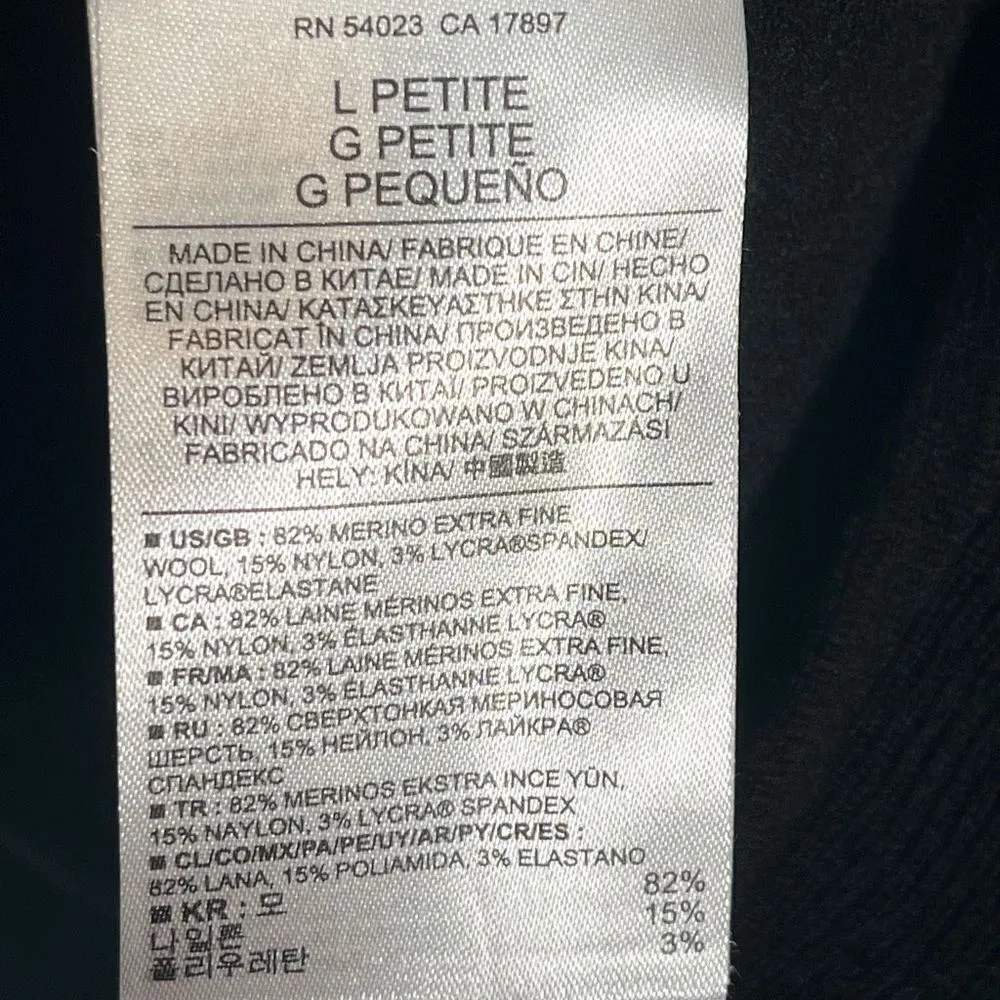 Banana Republic Sz L P Black Merino Wool Vneck Sweater - Image 9