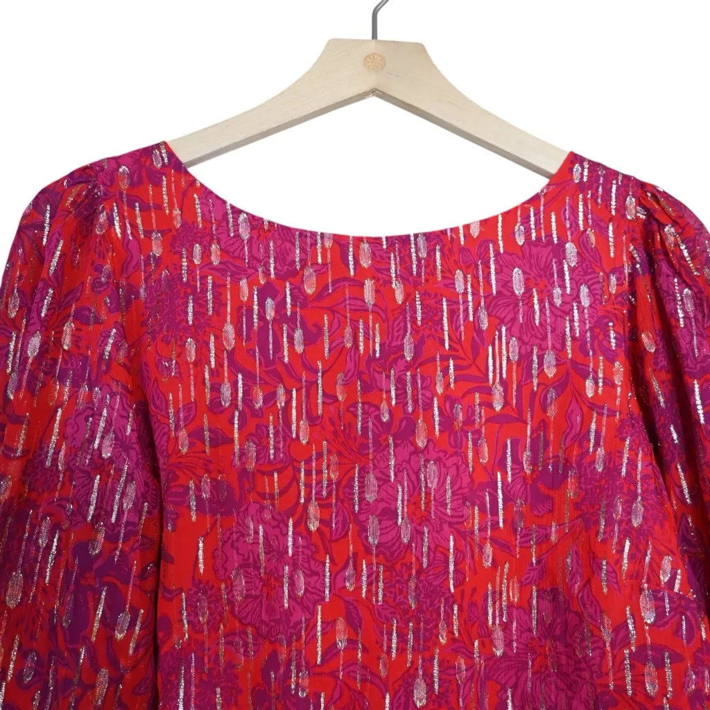 Lilly Pulitzer Womens 12 Alfreda Amaryllis Red Secret Hideaway Lined Blouse  NEW - Image 4