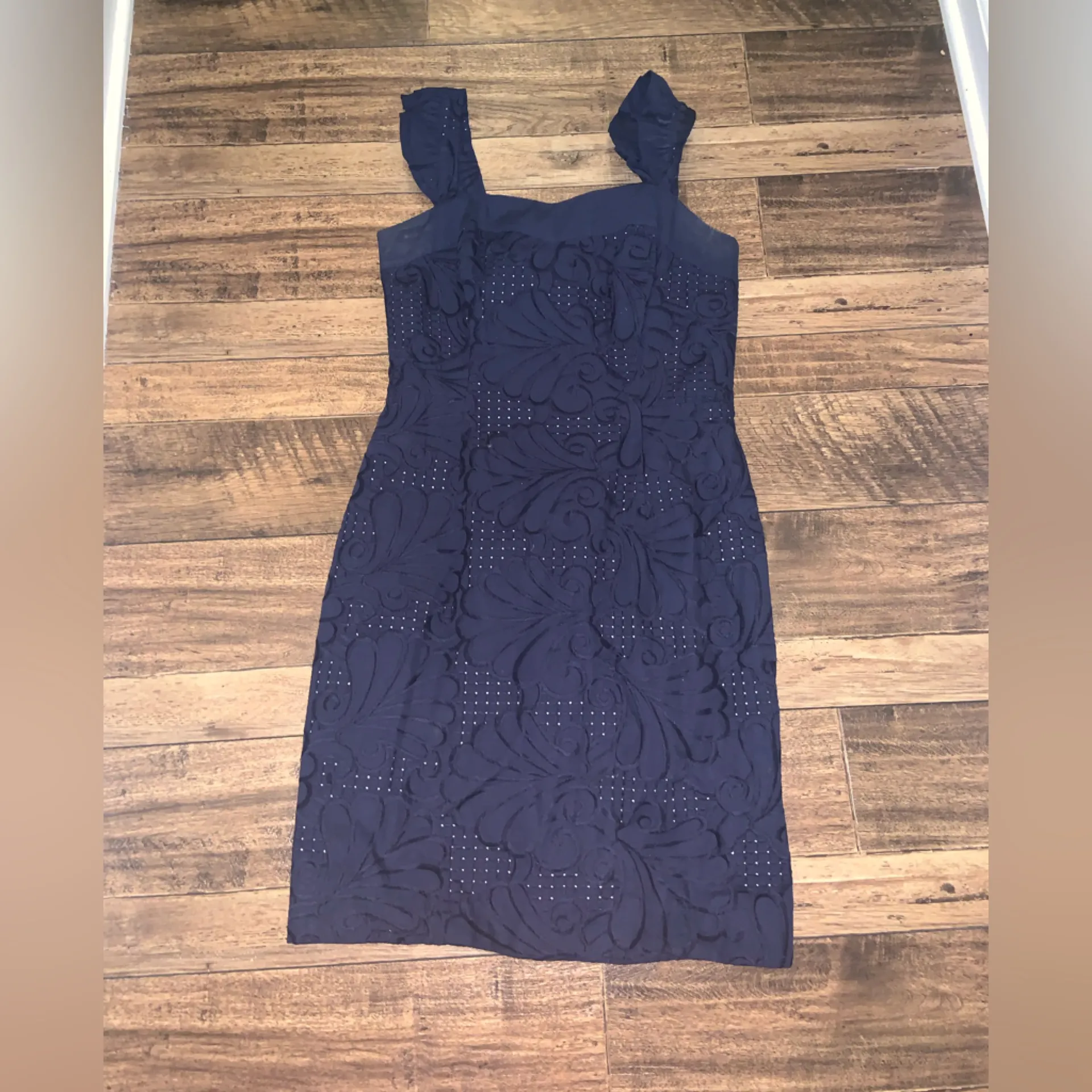 LILLY PULITZER Navy eyelet 
Scallop Lace Sarafina Dress 268$ preppy fall formal - Image 3
