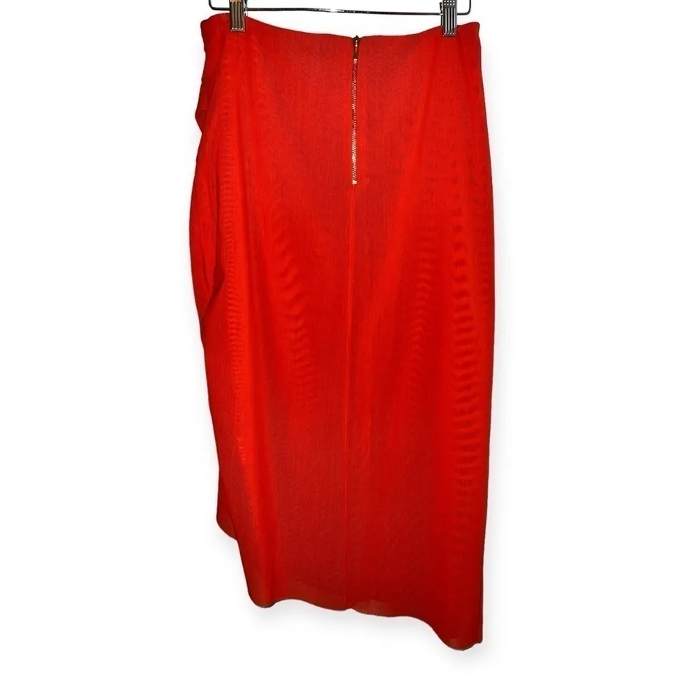 Designer Bec & Bridge NWOT Mesh ruched asymmetrical red Gold tulle midi skirt 6 - Image 6