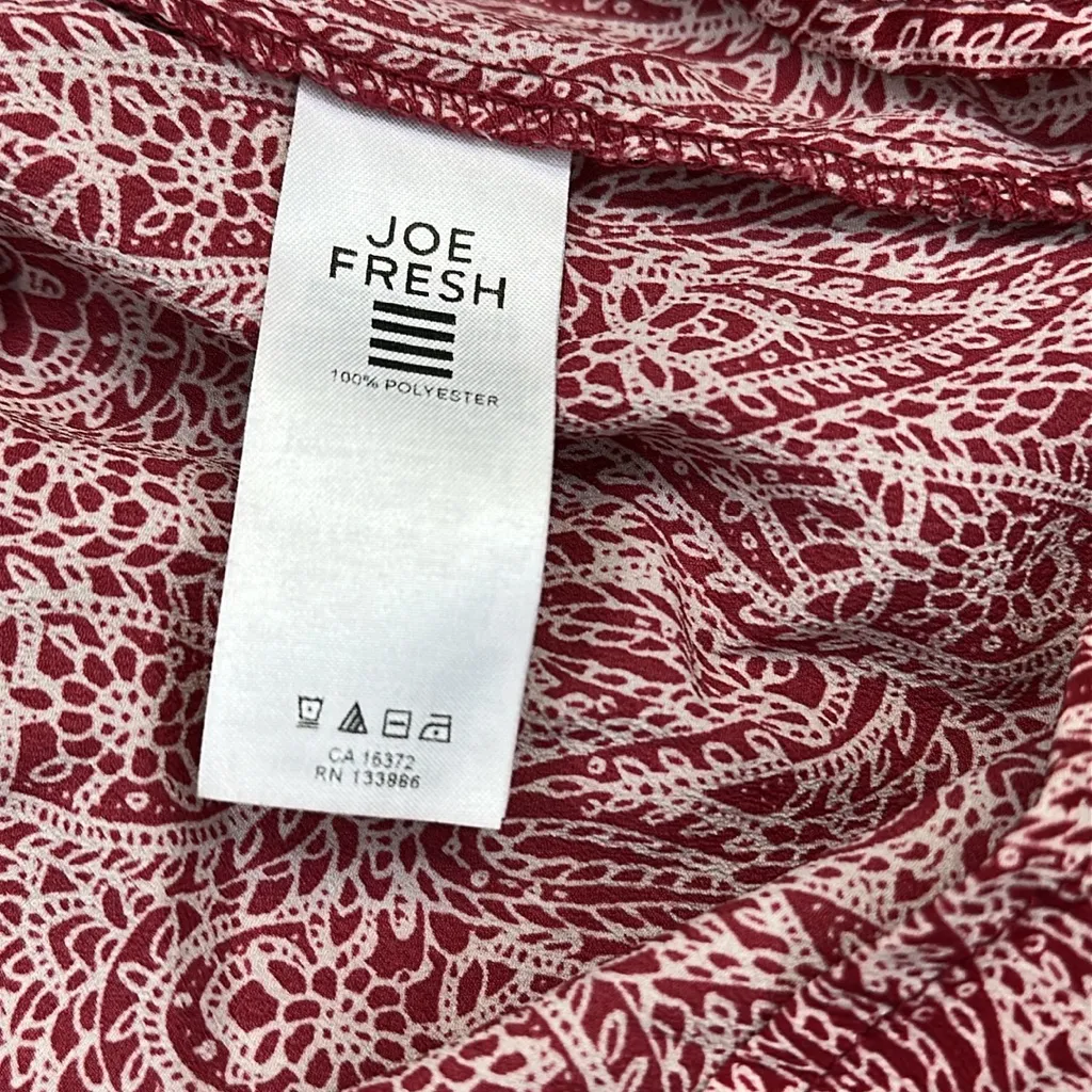 Joe Fresh Burgundy Paisley Print Spaghetti Strap Tie Back Dress Womens XL - Image 10
