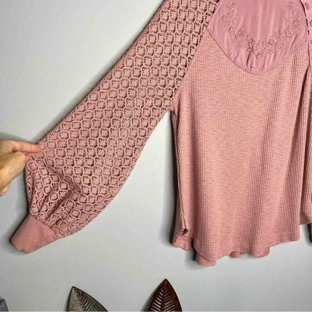 Free People | ‘Sweetest Thing’ Rose Thermal Top - Image 4