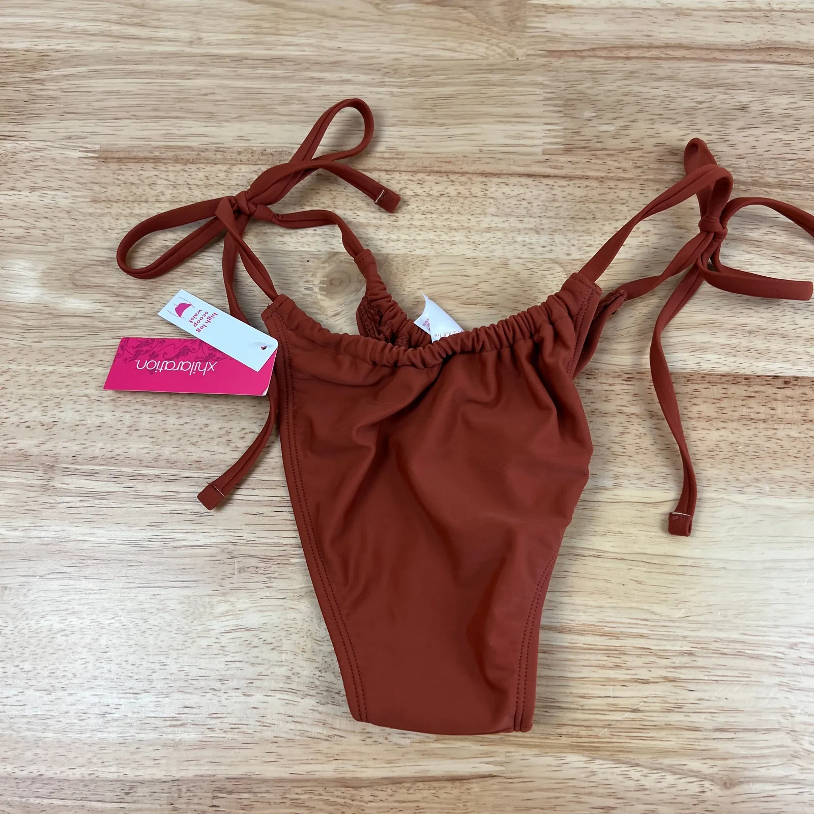 Xhilaration Juniors' Rust Red High Leg String Bikini Bottom - Size XS - NWT - Image 5
