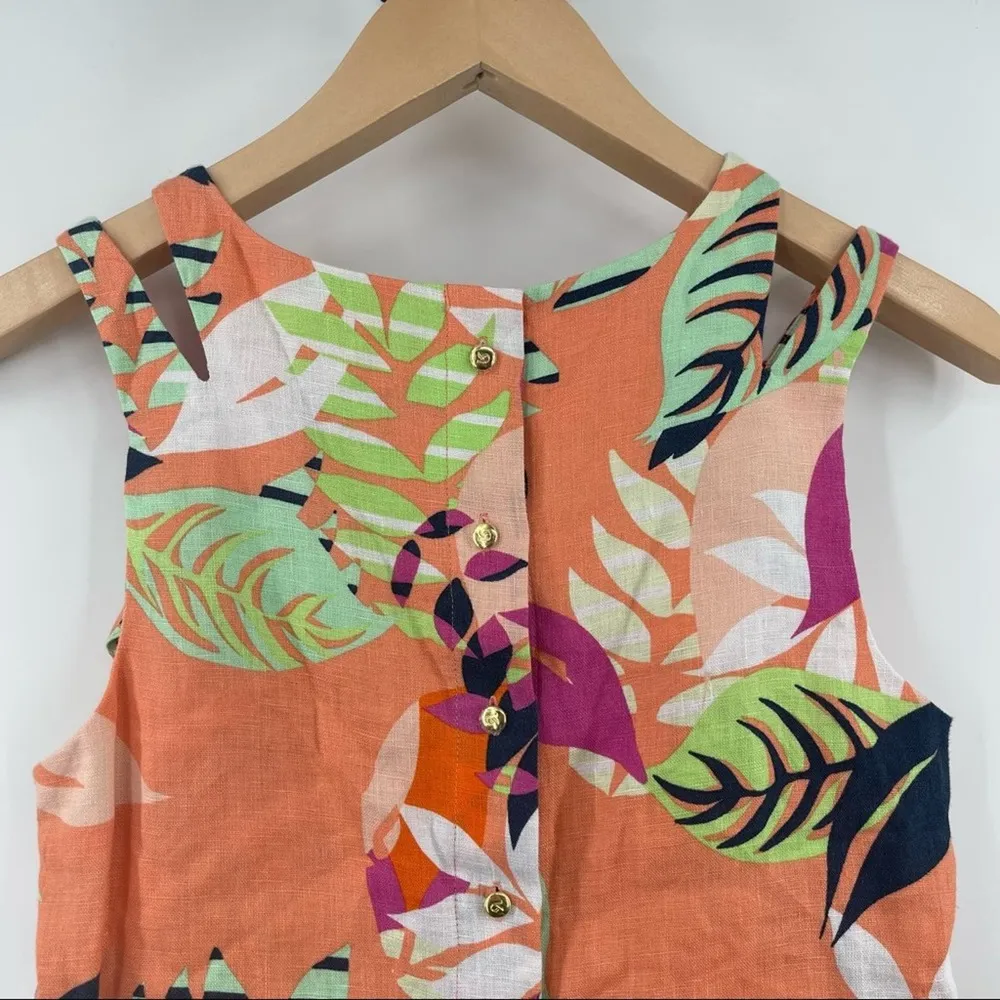 KAARI BLUE 100% Linen Cutout Shoulder Tank Top Bright Floral SZ Extra Small NWT - Image 9