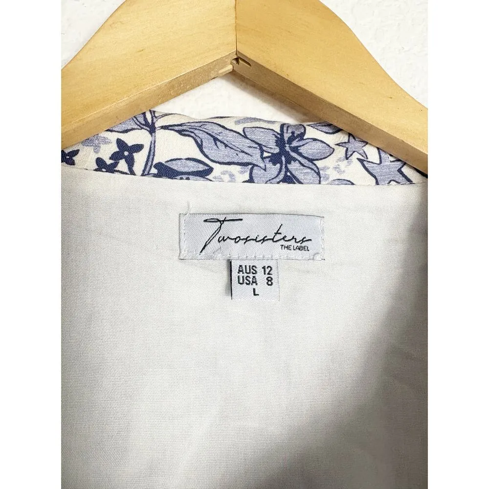 Twosisters The Label Gaia Playsuit Size 8 Tropical Jungle Print Romper Blue - Image 6