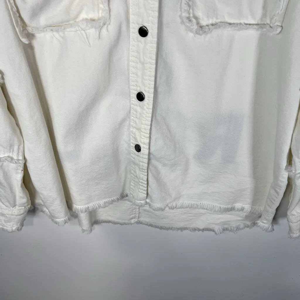 Elan Denim‎ Jean Jacket Embroidered Rock And Roll Fringe Trim Boho Hippie Size S - Image 4