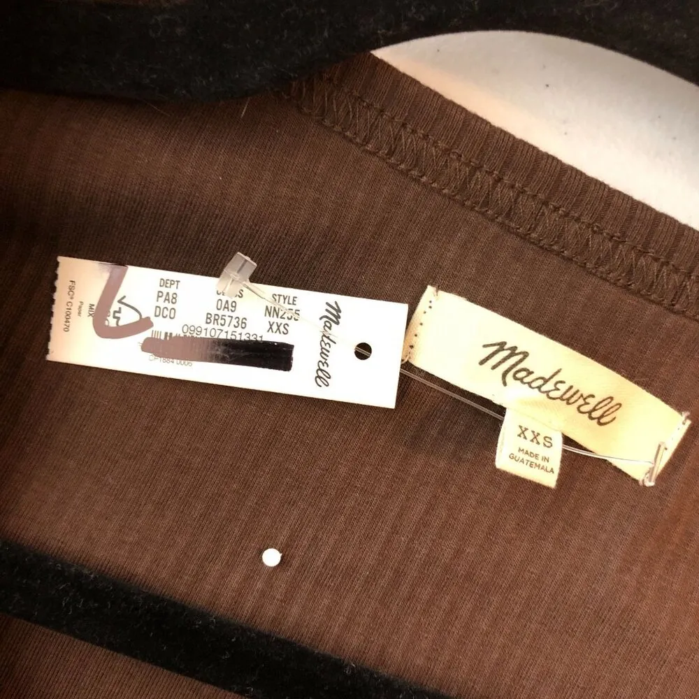 Madewell Womens Square-Neck Long-Sleeve Crop Tee in Sleekhold Brown XXS - Image 4