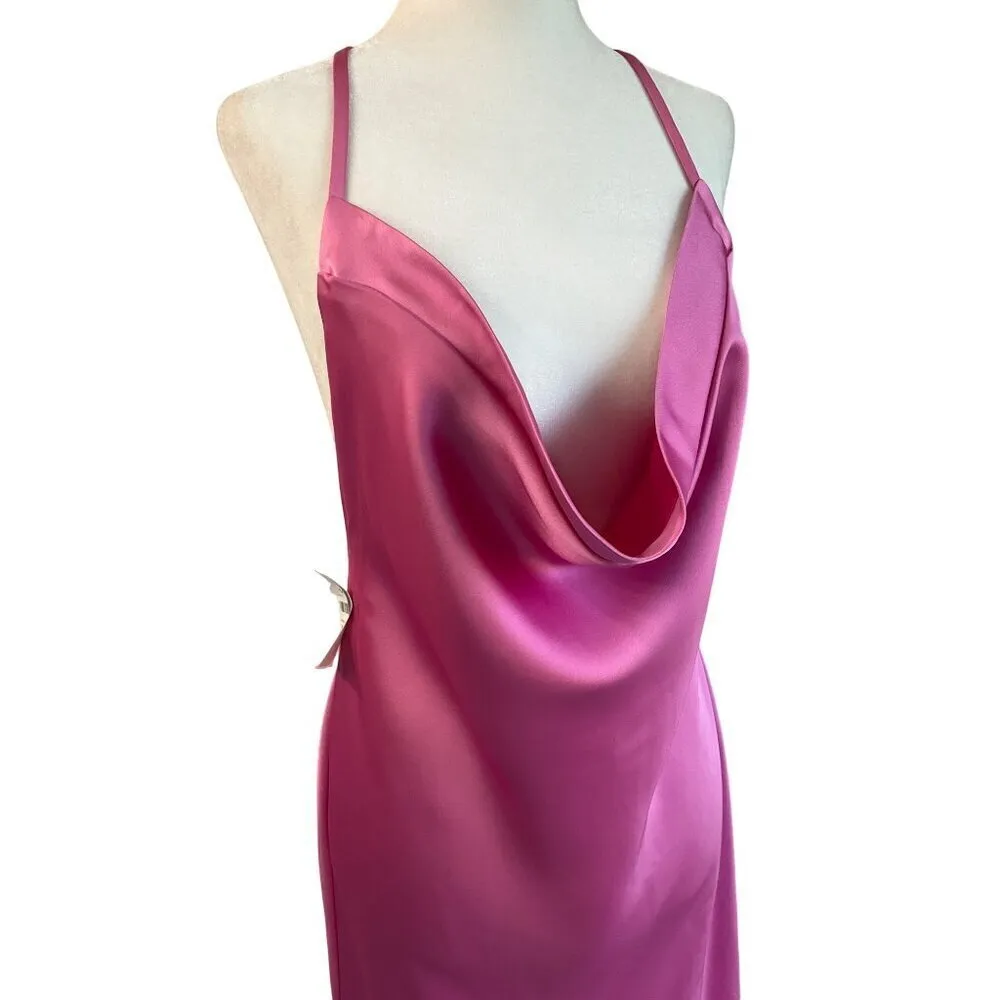 Norma Kamali Cross Back Bias Gown in Candy Pink Medium New Womens Long Dress - Image 5