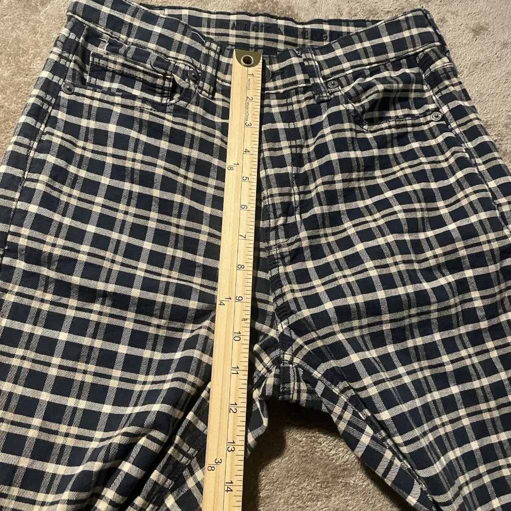 American Eagle Pants Womens 4 XLong Plaid Black Tan High Rise Straight Leg Grung - Image 8