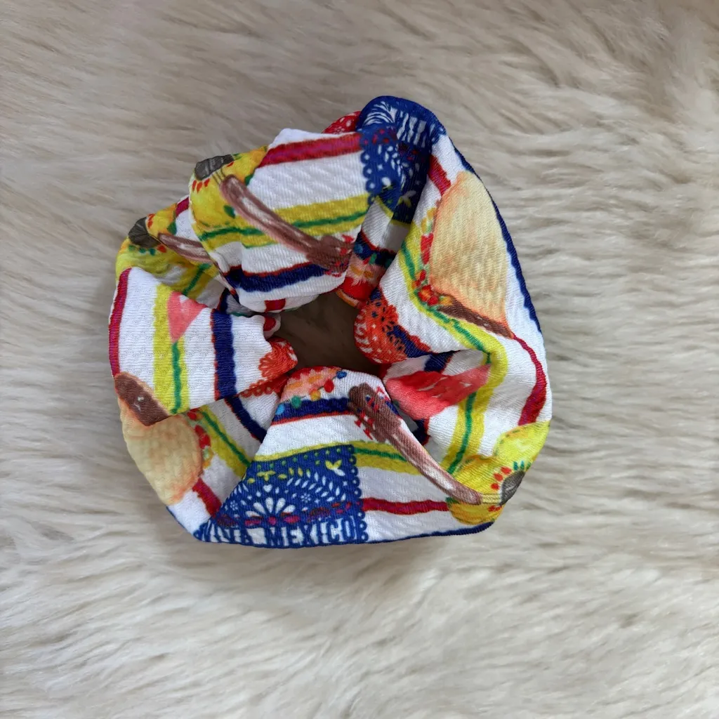 Colorful Striped Fiesta Taco Scrunchie Red - Image 3
