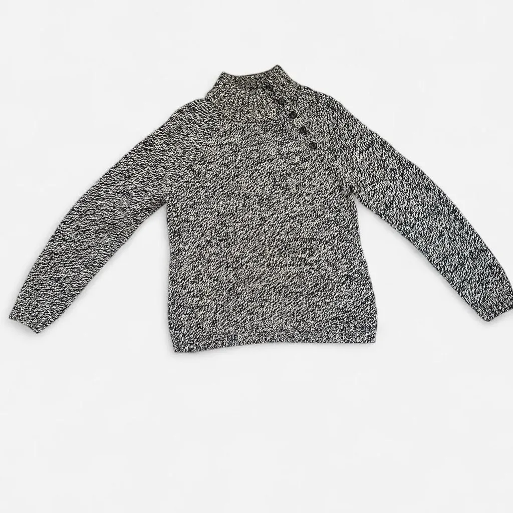 CHAPS  Marled Knit Button Neck Sweater - Size L - Image 4