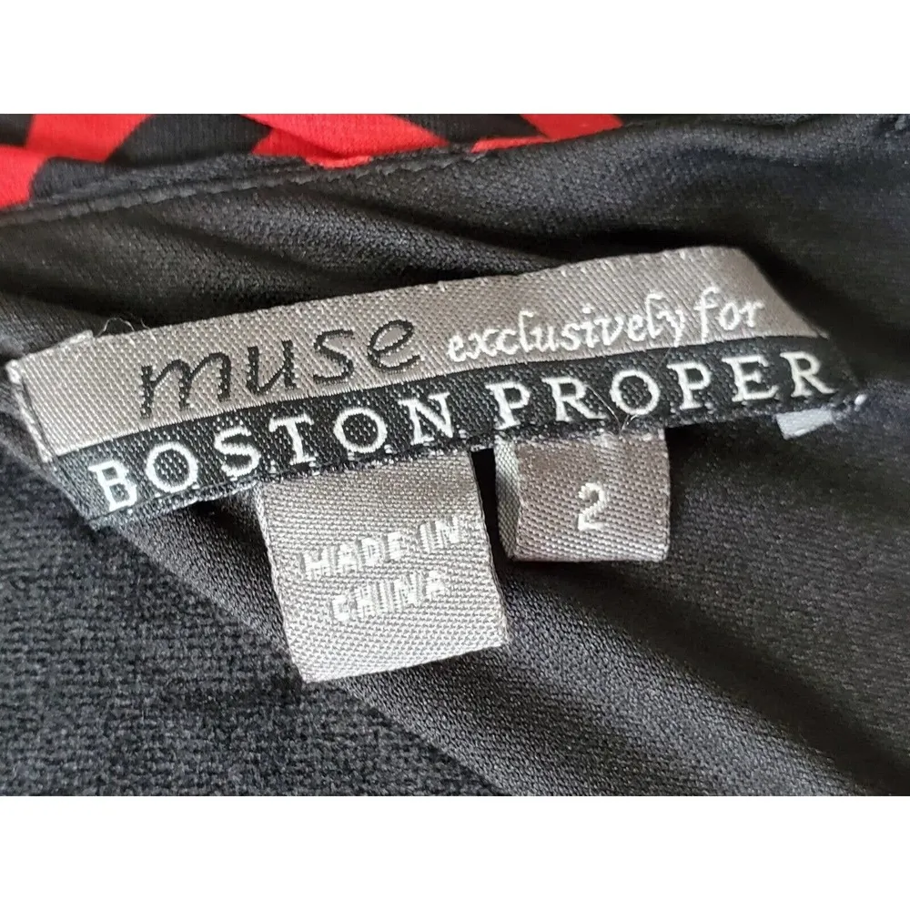 Muse Women's Black & Red Polyester Round Neck Short Sleeve Knee Length Dress 2 - Image 9