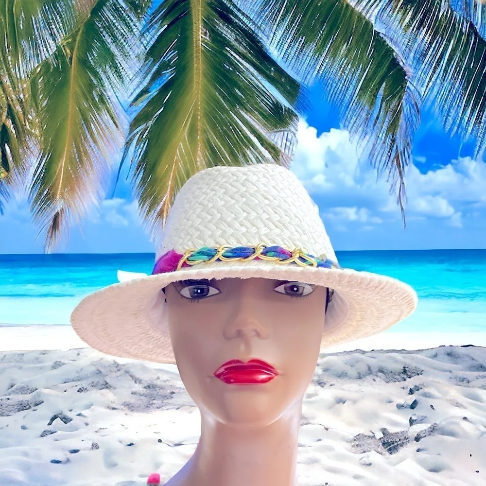 Marks & Spencer 100% Paper Straw hat. Great for your Summer days and Vacations White - Image 3