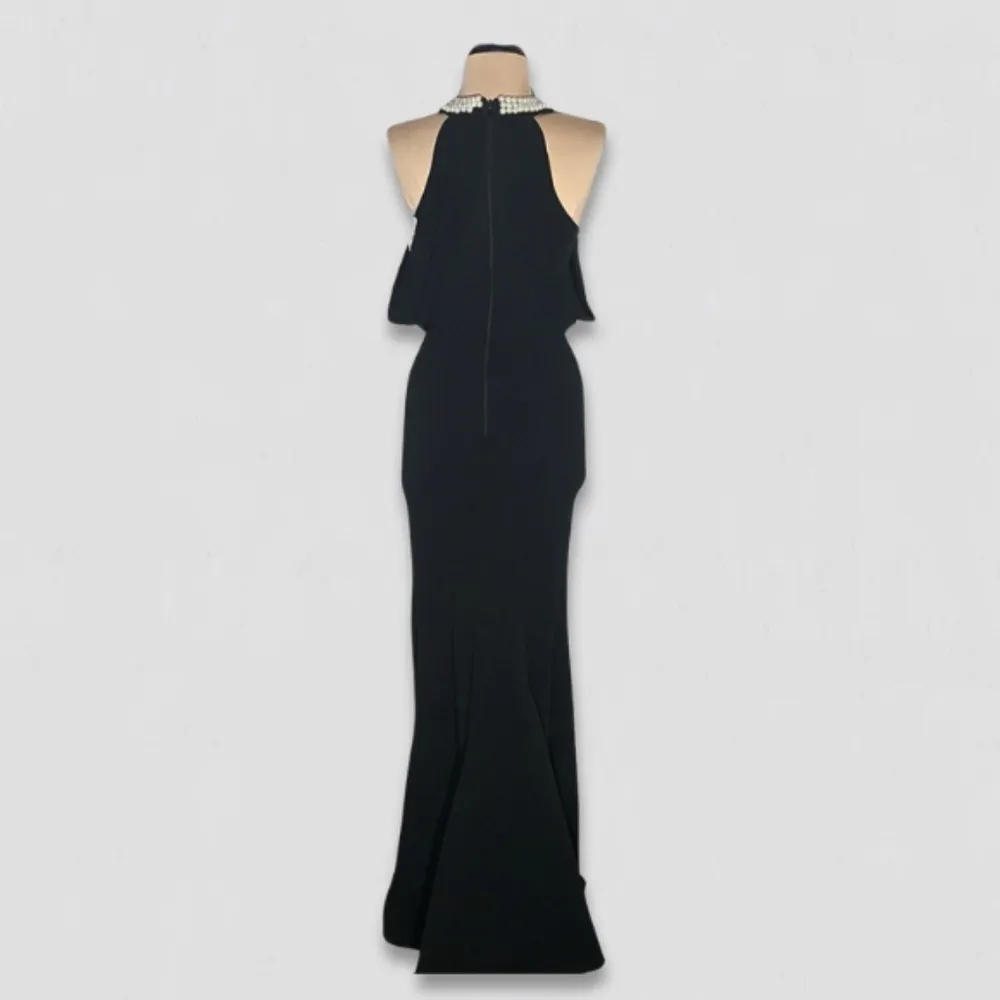 Lulus Pearl Halter Maxi Dress Mermaid Gown Black XS NWT - Image 4