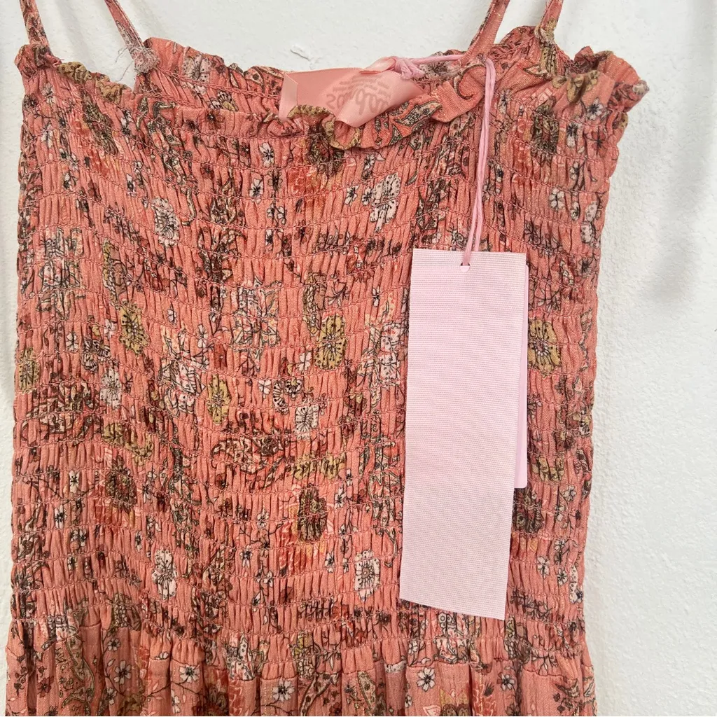 Scandal Italy Floral Smocked Flared Bell Bottom Jumpsuit Festival Boho SMALL NWT Pink - Image 6