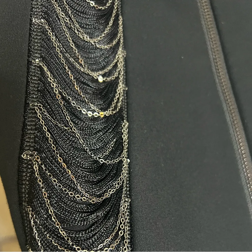 Haute Hippie black fitted chain link mini cocktail dress size 6 NWT - Image 6