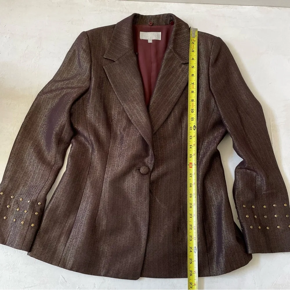 Badgley Mischka Brown Metallic Embellished Beaded Women's Blazer Size 8 - Image 8