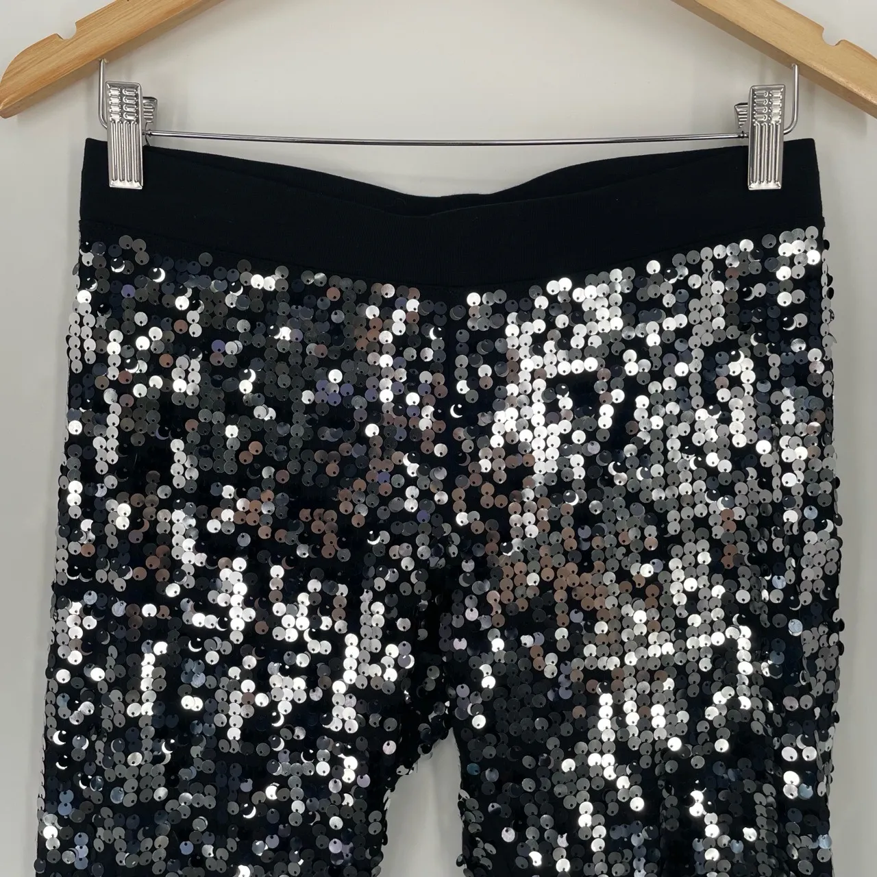 Express Womens Black Sequin‎ Rocker Grunge Nightout Leggings Pants Size Small - Image 6