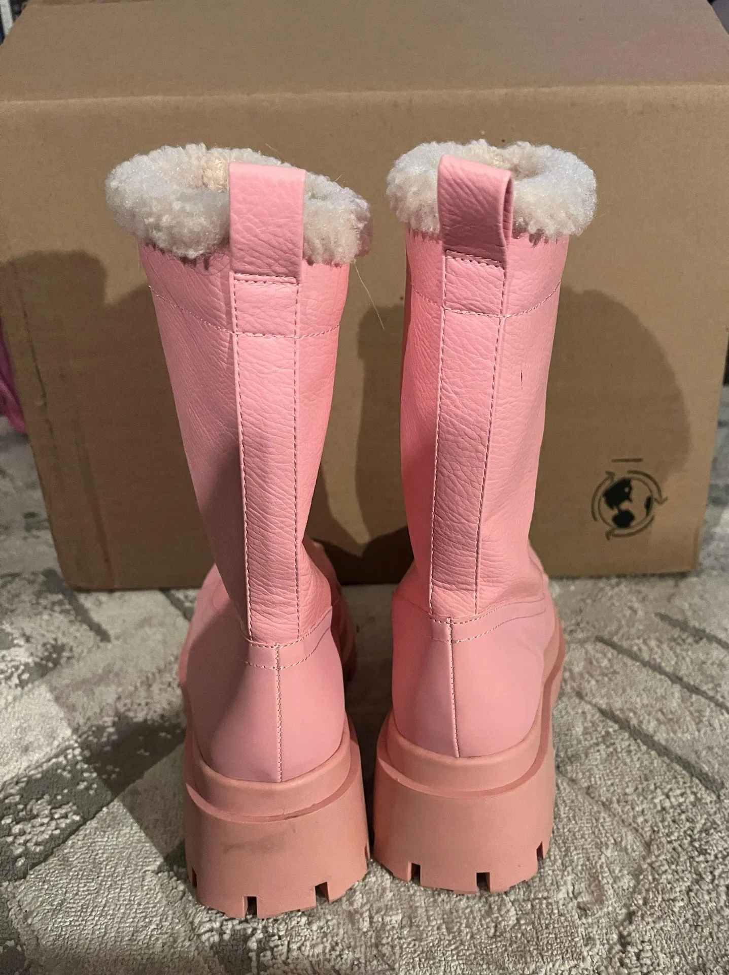 ASOS Pink Shearling Lined Pull Boots - Image 3