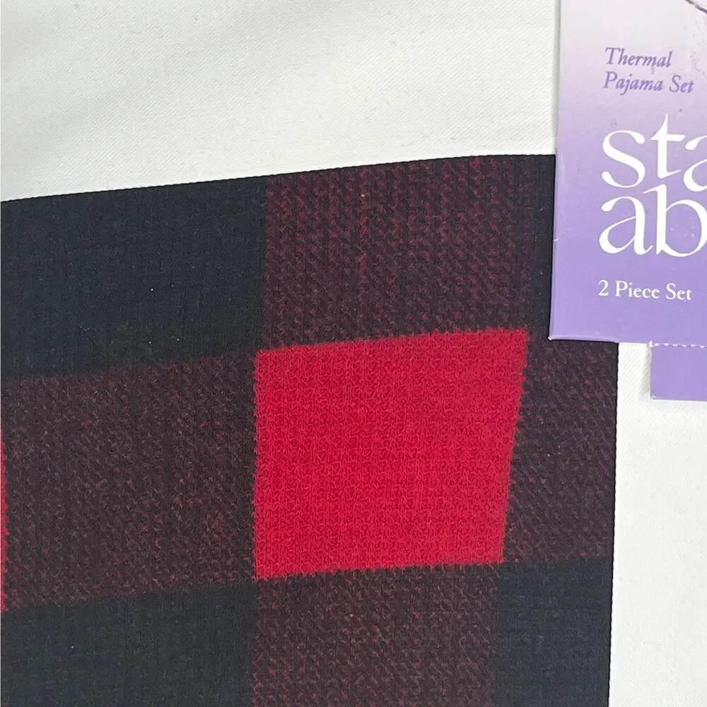 Stars Above Red Buffalo Plaid Thermal Pajama Set New L - Image 2