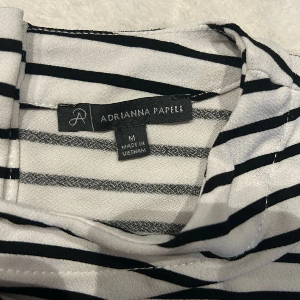 ADRIANNA PAPELL short sleeve stripped crop top shirt size medium - Image 3