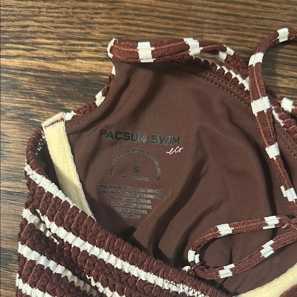 New Pacsun Striped Brown Bikini Top - Image 7