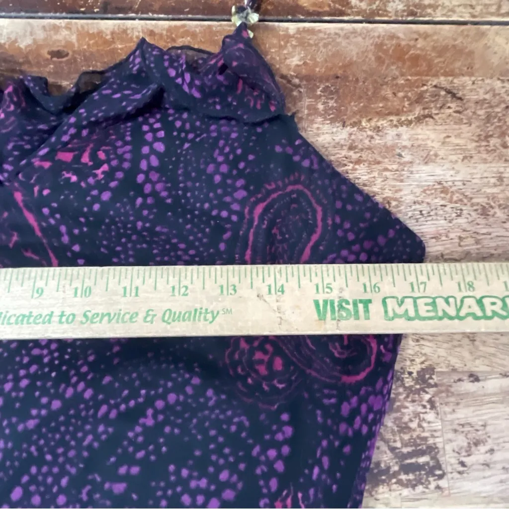 Vintage Y2K Fairy Midi Silk Dress Slip Boho Purple Paisley‎ Rosebud Straps 10 - Image 10