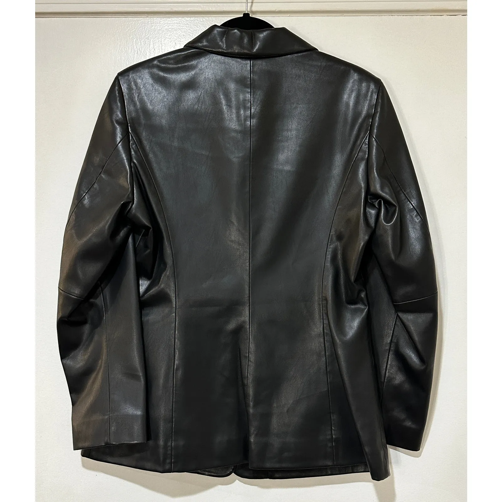 Rag & Bone Drew Faux Leather Black Blazer Size 10 NWT Slim Fit Front Pockets - Image 12