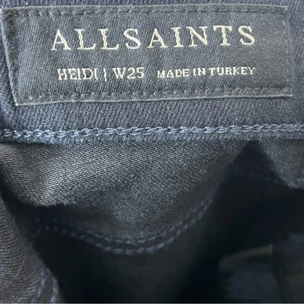 AllSaints Heidi Cropped Flared Jeans Dark Indigo Women’s Size 25 Denim Frayed - Image 10