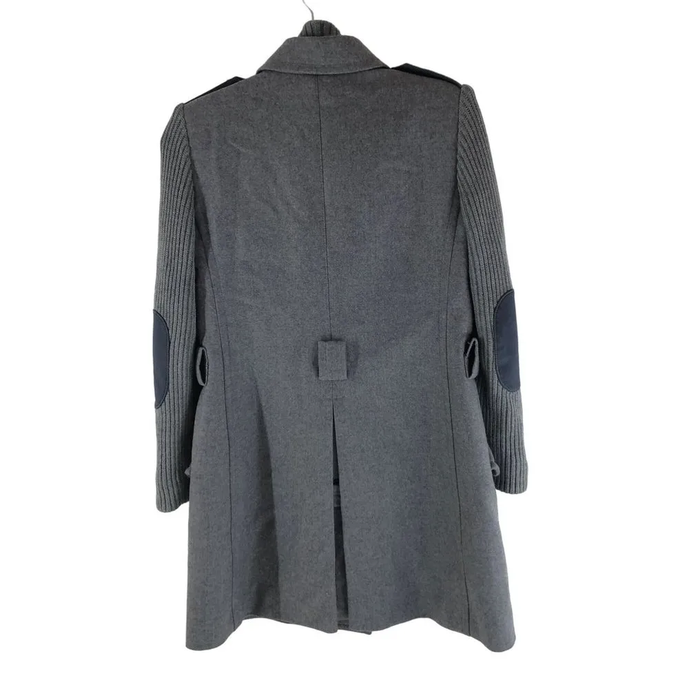 Fay Womens Pea Coat Double Breasted Pleat Gray S - Image 4