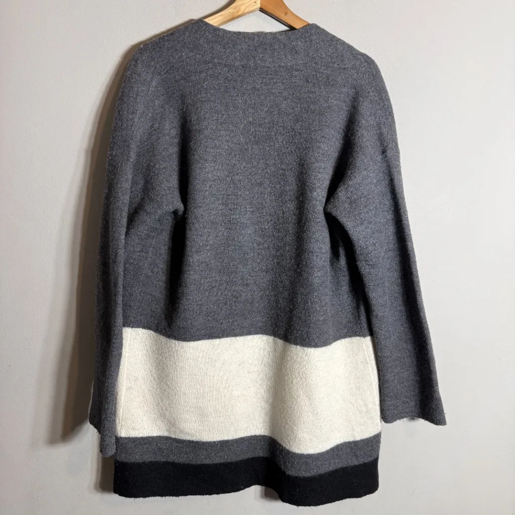 Eileen Fisher Merino Wool Long Kimono Cardigan Sweater Women's XS Ash Open Front - Image 11